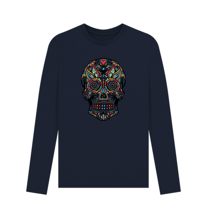 Navy Blue Skull - Men's Long Sleeve T-shirt