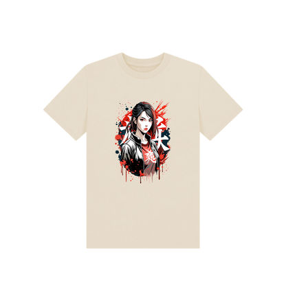 Beige t-shirt with graphic design (person)