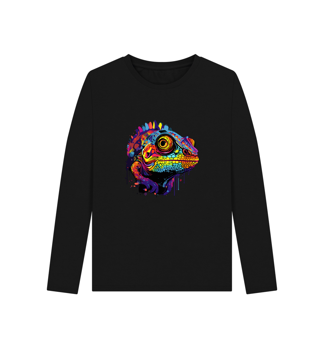 Black Colour Drip Chameleon - Women's Long Sleeve T-shirt