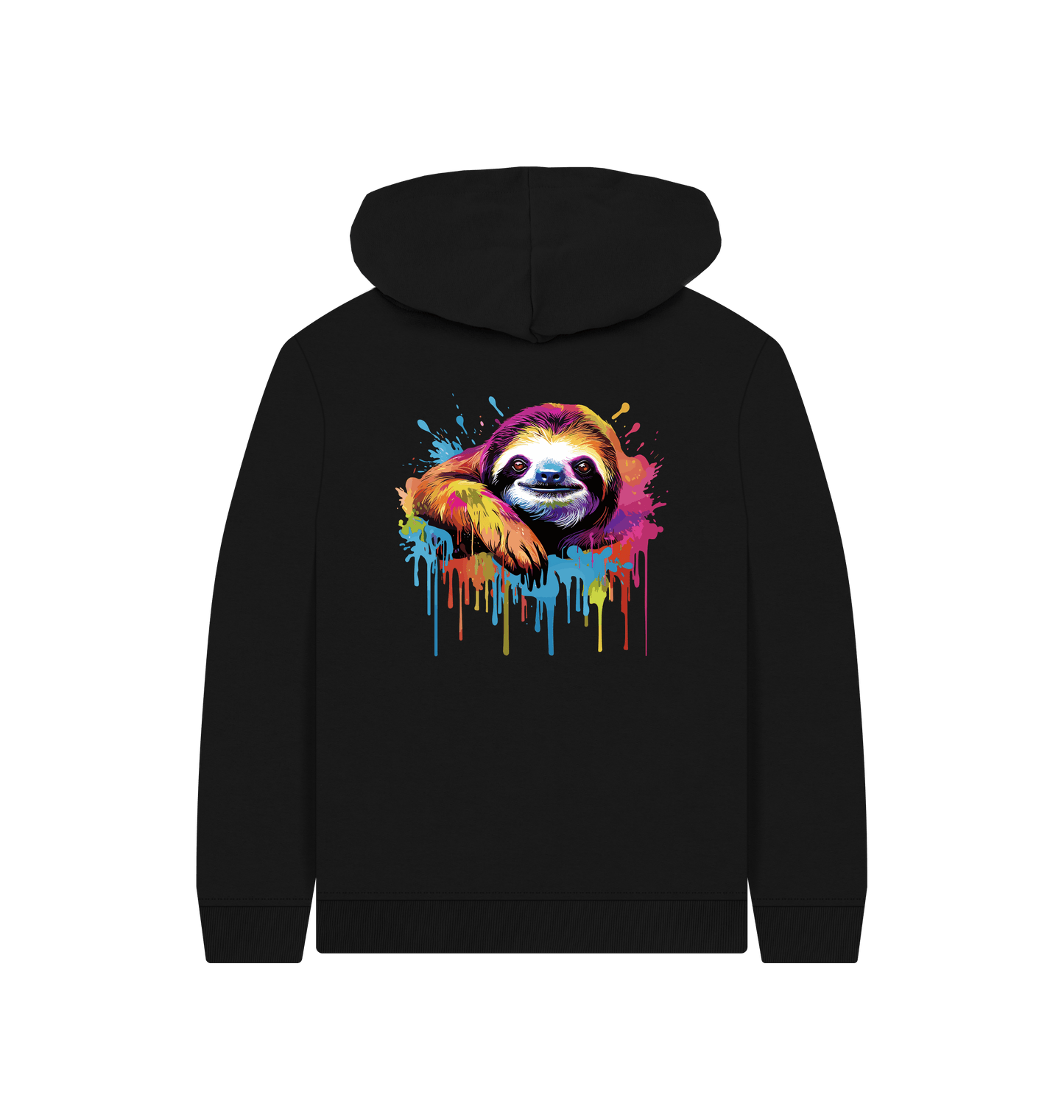 Black Colour Drip Sloth - Kids Pullover Hoody