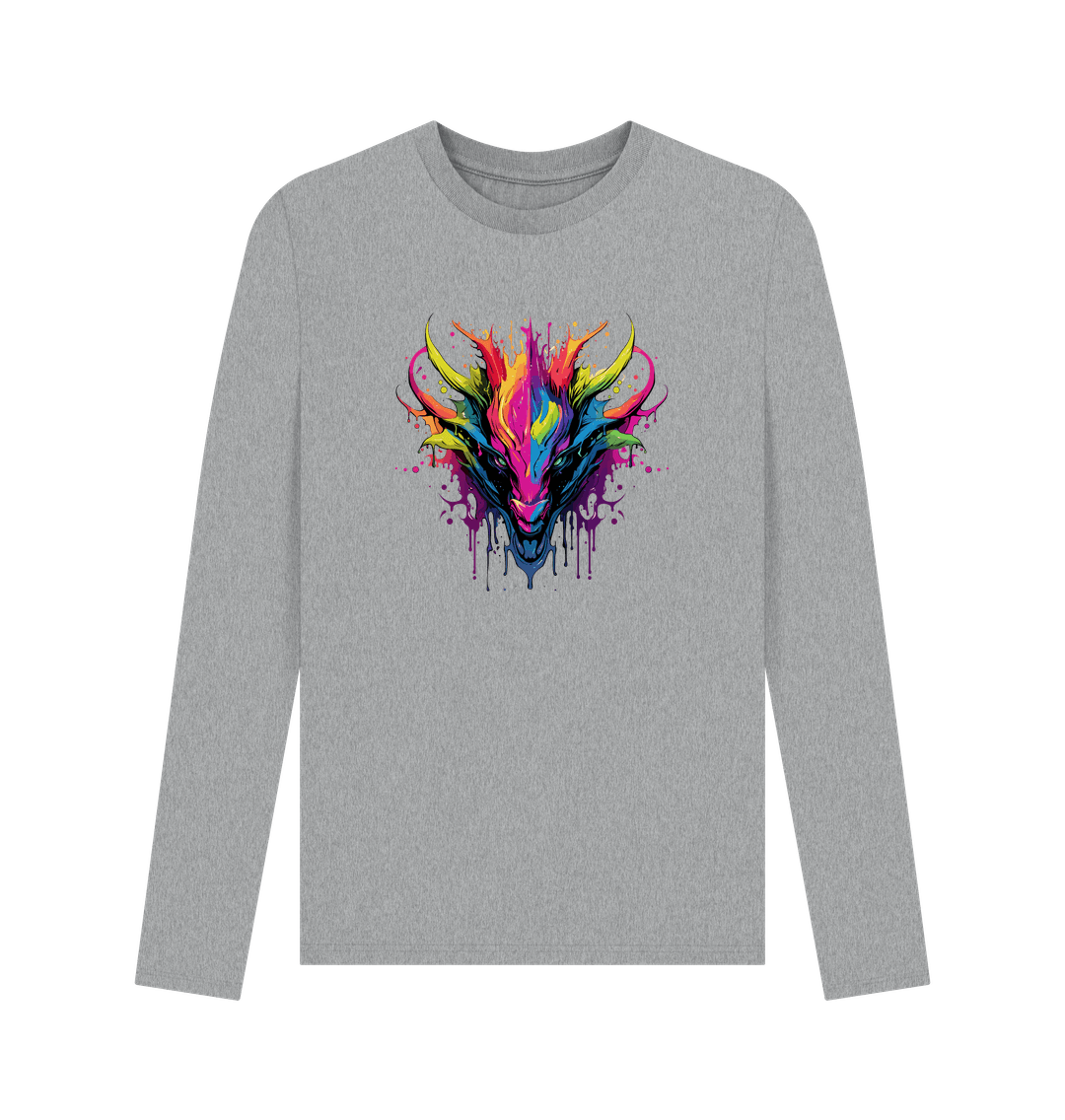 Athletic Grey Colour Drip Dragon - Men's Long Sleeve T-shirt