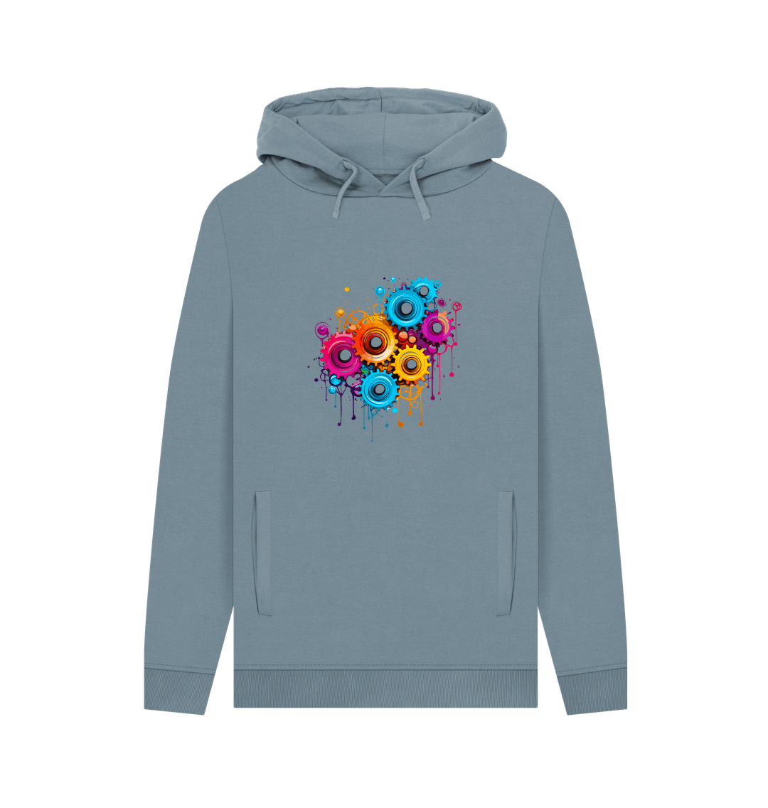 Stone Blue Colour Drip Gears - Men's Pullover Hoodie