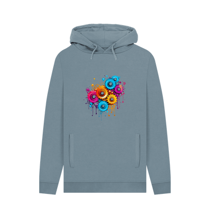 Stone Blue Colour Drip Gears - Men's Pullover Hoodie