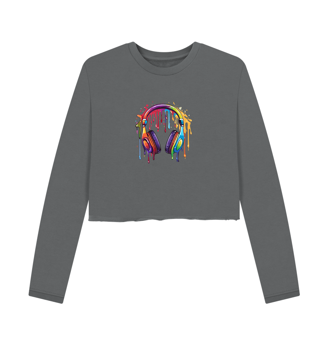 Slate Grey Colour Drip Music - Women's Boxy Jumper