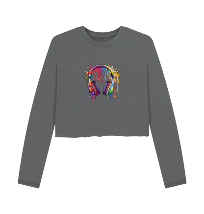 Slate Grey Colour Drip Music - Women's Boxy Jumper