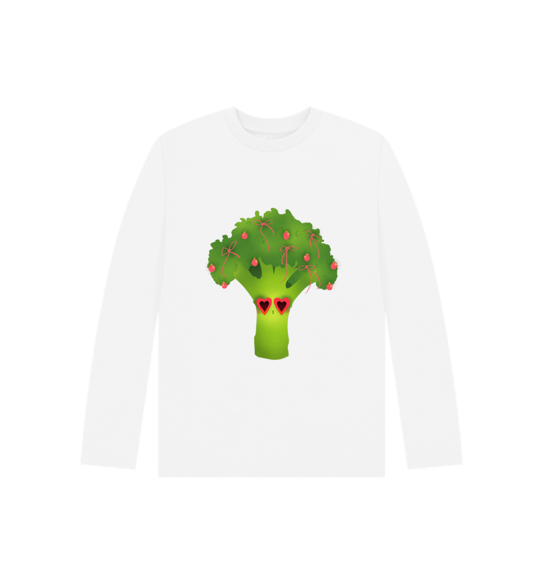 White Festive Broc-Tree by Emma Garrett - Kids' Long sleeve T-Shirt