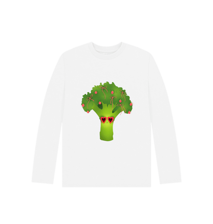 White Festive Broc-Tree by Emma Garrett - Kids' Long sleeve T-Shirt