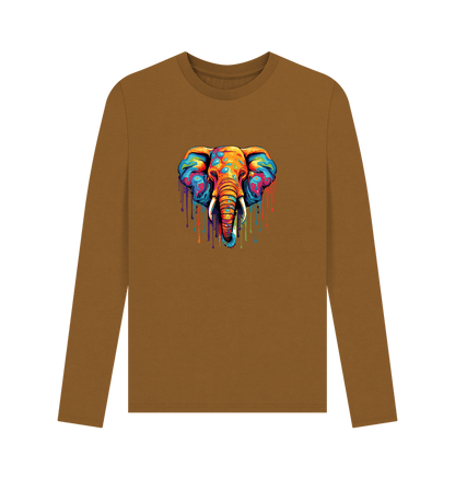 Brown Colour Drip Wild Elephant - Men's Long Sleeve T-shirt