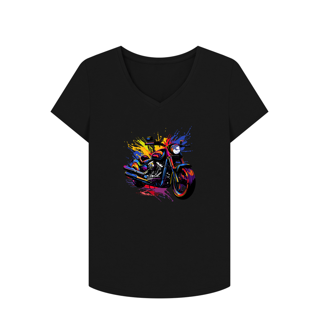 Black Colour Drip Rider Spirit - Women's V-Neck T-shirt