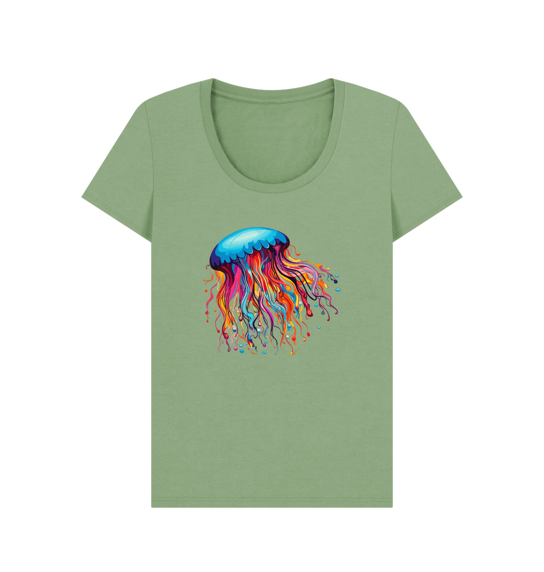 Sage Colour Drip Jellyfish Dance - Women's Scoop Neck T-shirt