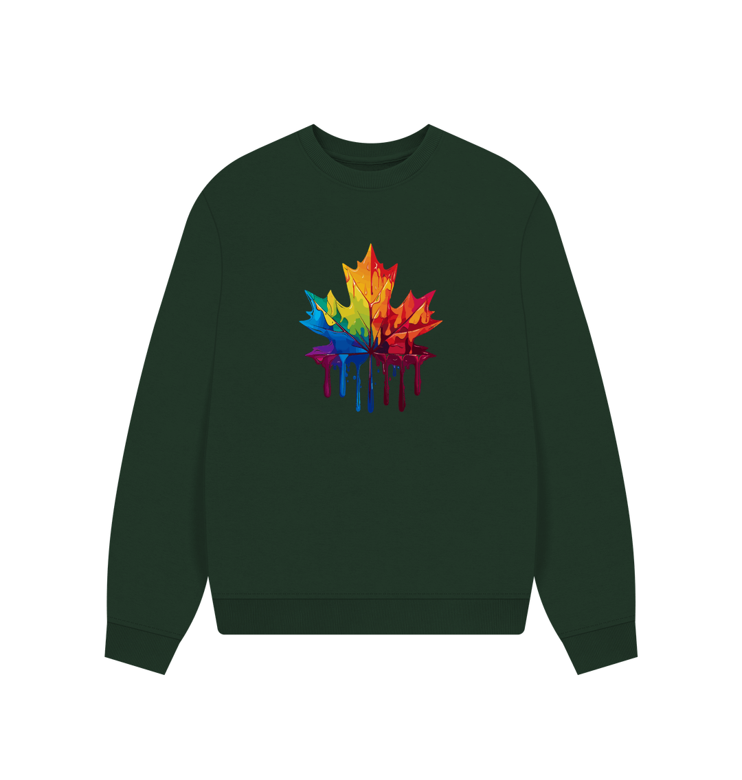 Evergreen Colour Drip Autumn Leaf - Women's Oversized Jumper