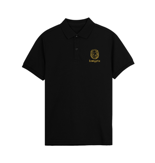 Black Ecolyptix Lion - Unisex Organic Polo Shirt