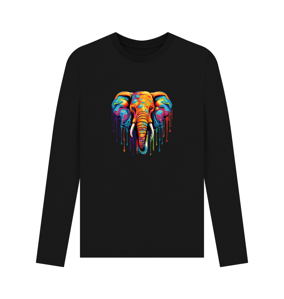 Black Colour Drip Wild Elephant - Men's Long Sleeve T-shirt