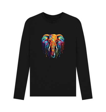 Black Colour Drip Wild Elephant - Men's Long Sleeve T-shirt