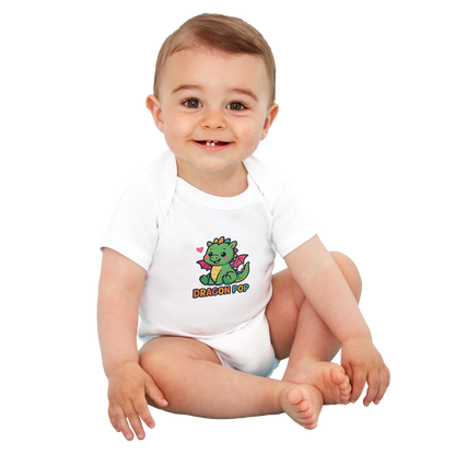 Baby onesie with "Dragon Pop" design (person)