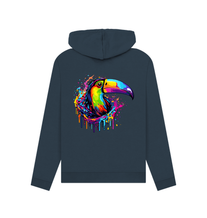 Navy Blue Colour Drip Toucan - Womens Pullover Hoody