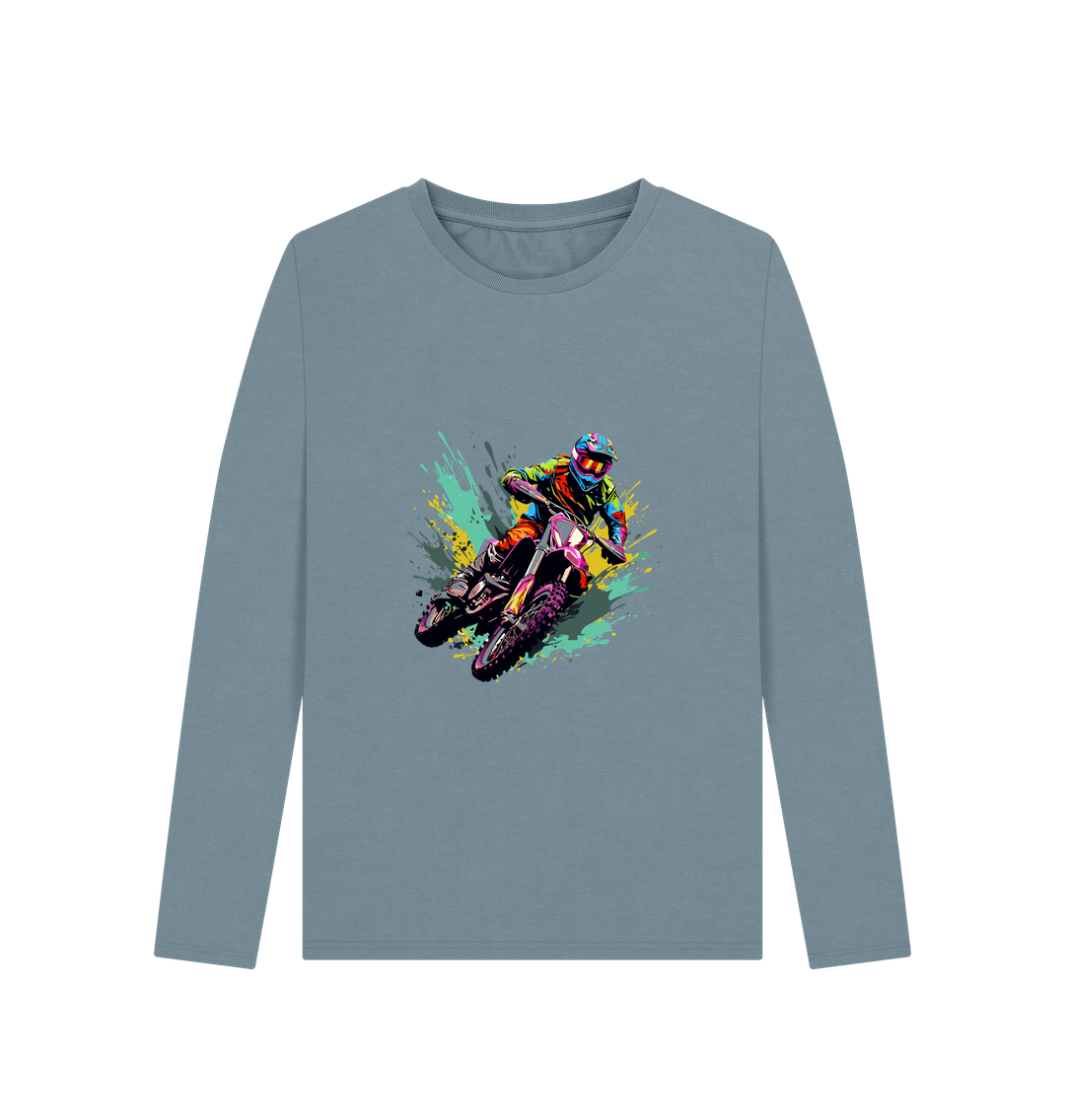 Stone Blue Colour Drip Fast Ride - Women's Long Sleeve T-shirt