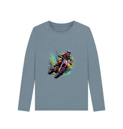 Stone Blue Colour Drip Fast Ride - Women's Long Sleeve T-shirt