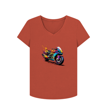 Rust Colour Drip Speed Demon - Women's V-Neck T-shirt