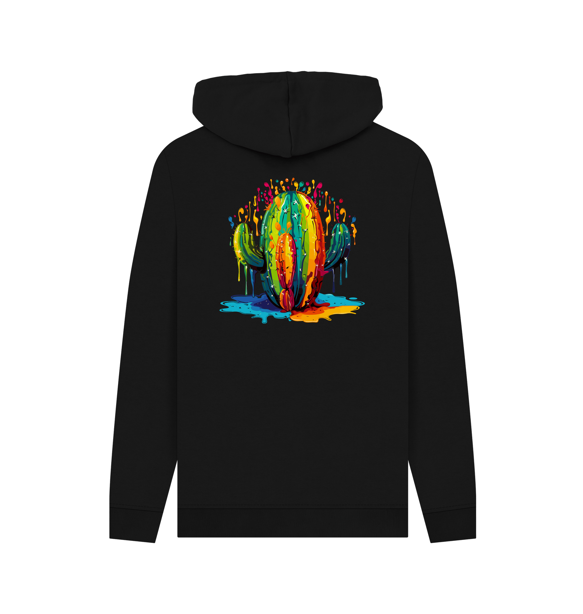 Black Colour Drip Cactus - Men's Pullover Hoodie