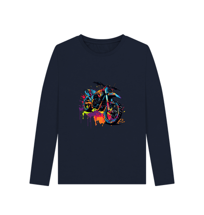 Navy Blue Colour Drip Rider - Women's Long Sleeve T-shirt