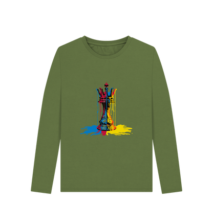 Khaki Printed Long Sleeve T Shirt Front