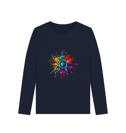 Navy Blue Colour Drip Compass - Women's Long Sleeve T-shirt