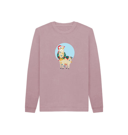 Mauve Merry Llama - Unisex Kids' Organic Jumper