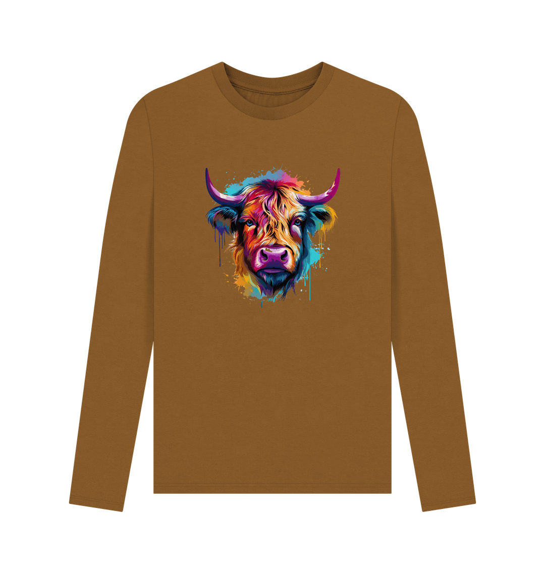 Brown Colour Drip Raging Bull - Men's Long Sleeve T-shirt