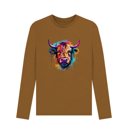 Brown Colour Drip Raging Bull - Men's Long Sleeve T-shirt