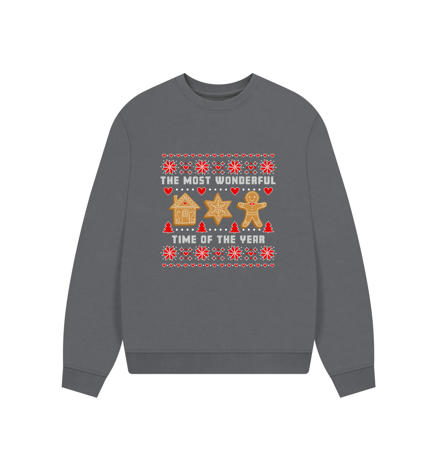 Slate Grey Printed Sweater Front