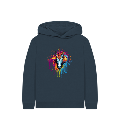 Navy Blue Printed Kids Hoodie Front