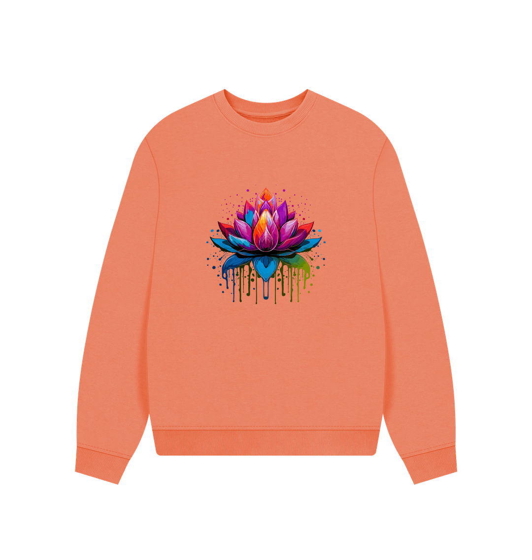 Apricot Colour Drip Lotus - Women's Oversized Jumper