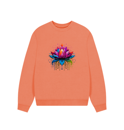 Apricot Colour Drip Lotus - Women's Oversized Jumper