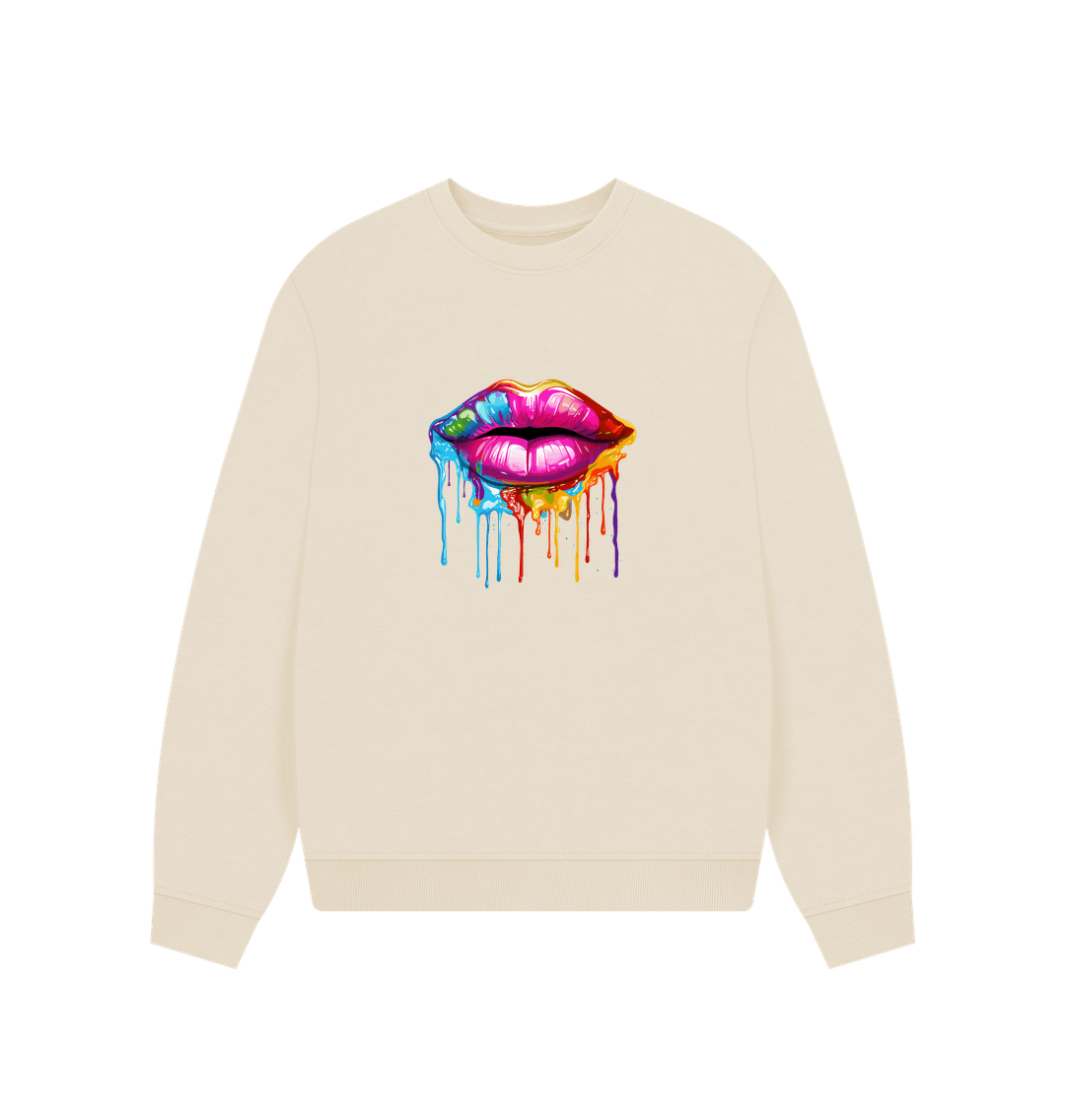 Oat Colour Drip Kiss - Women's Oversized Jumper