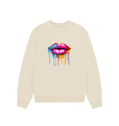 Oat Colour Drip Kiss - Women's Oversized Jumper