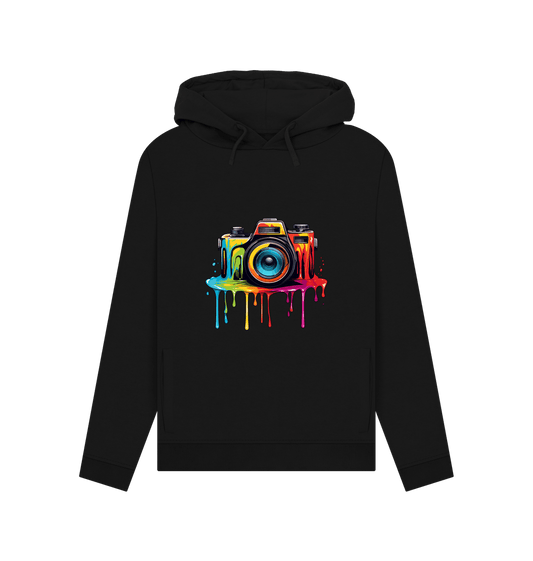 Black Colour Drip Camera - Womens Pullover Hoody