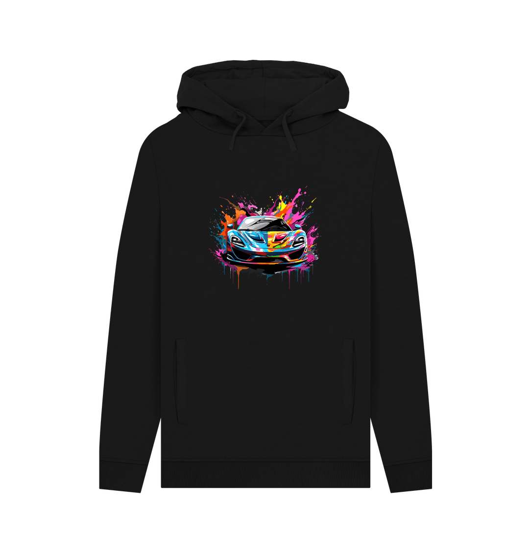 Black Colour Drip Top Car - Men's Pullover Hoodie