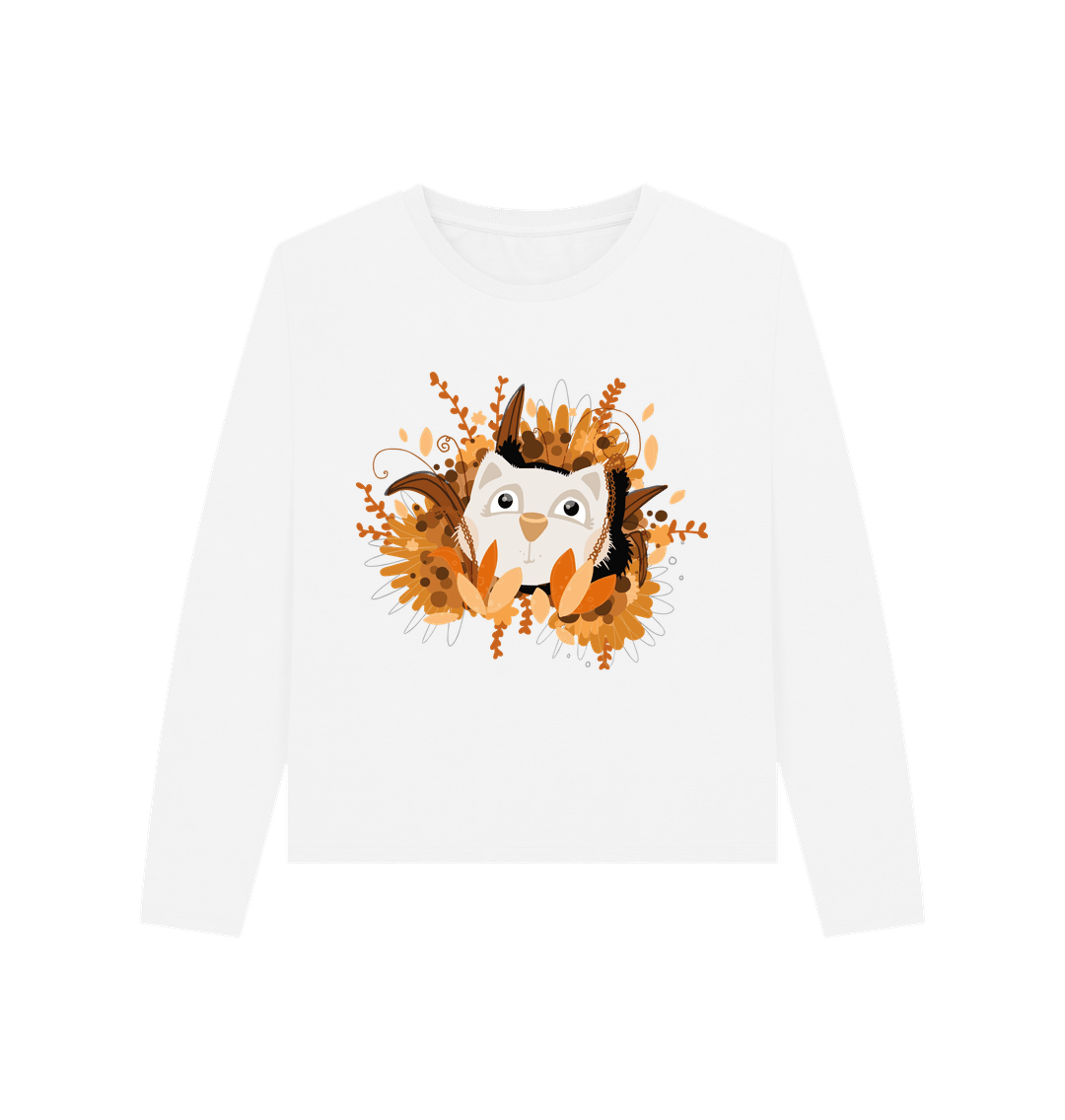 White Leafy Cat - Women's Heavyweight Long Sleeve T-Shirt