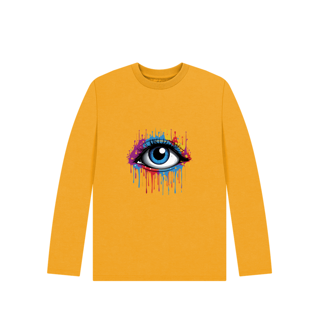 Mustard Colour Drip Vision - Kids Organic Long Sleeve T-shirt