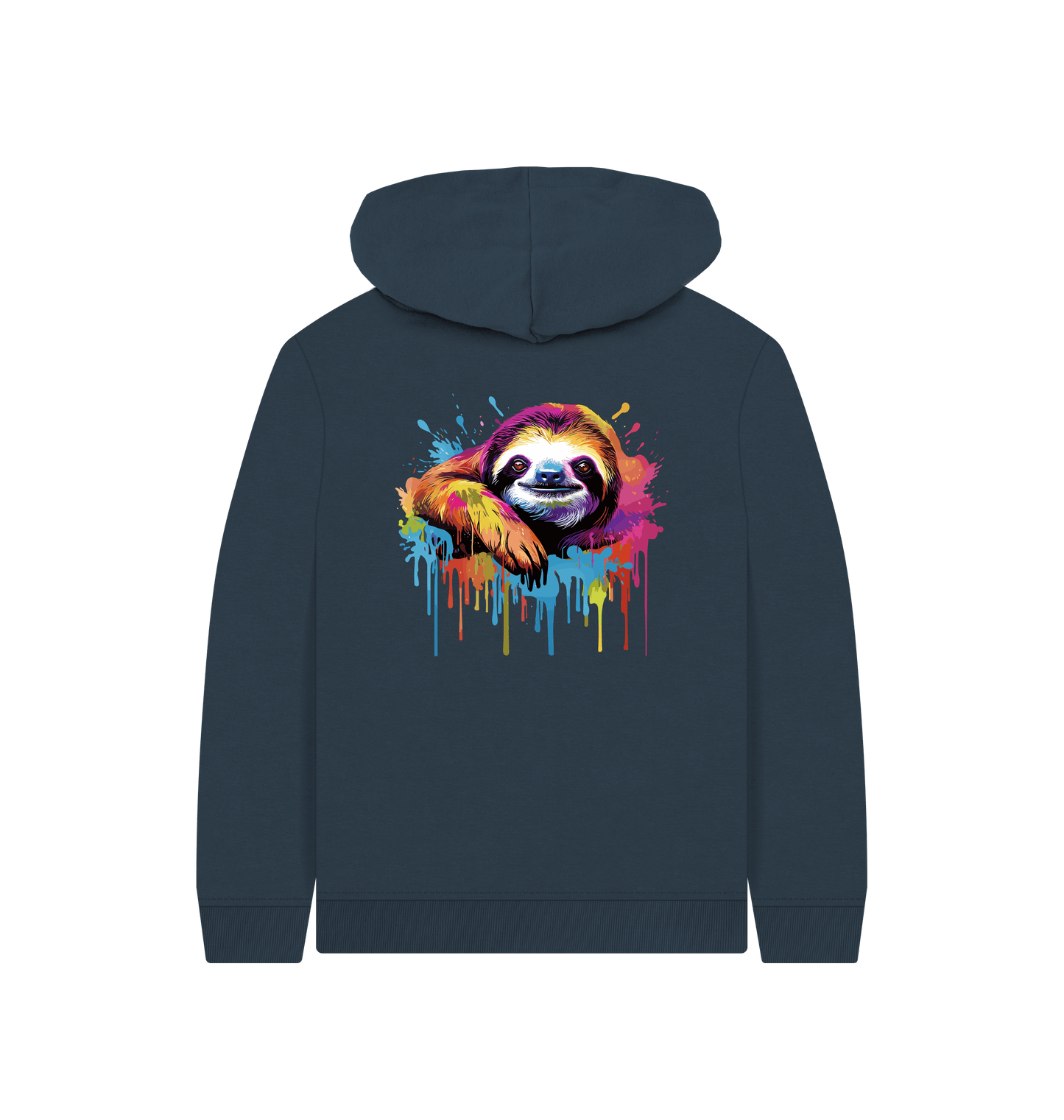 Navy Blue Colour Drip Sloth - Kids Pullover Hoody