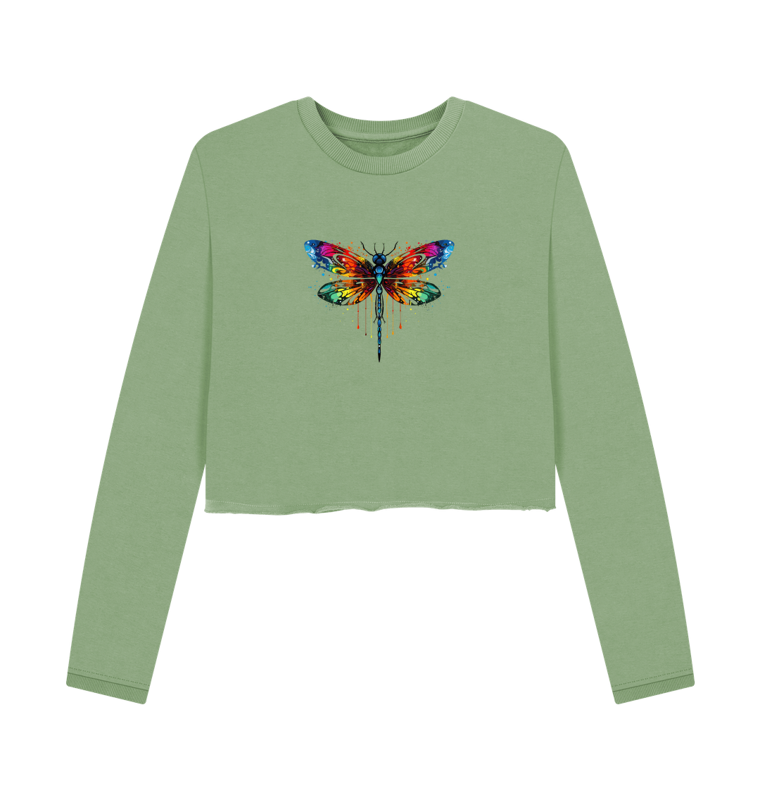 Sage Colour Drip Dragonfly Queen - Women's Boxy Jumper