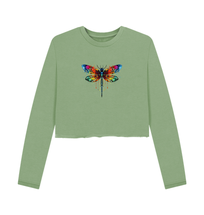 Sage Colour Drip Dragonfly Queen - Women's Boxy Jumper