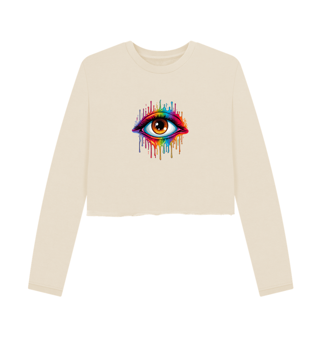 Oat Colour Drip Eye Spy - Women's Boxy Jumper