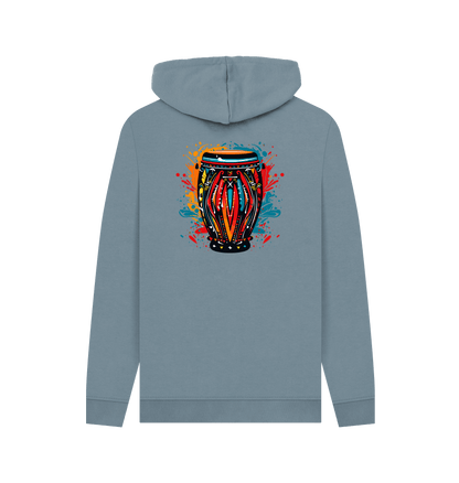 Stone Blue Colour Drip African Drum - Mens Pullover Hoodie