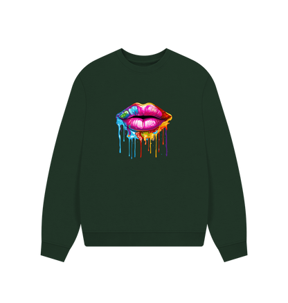 Evergreen Colour Drip Kiss - Women's Oversized Jumper