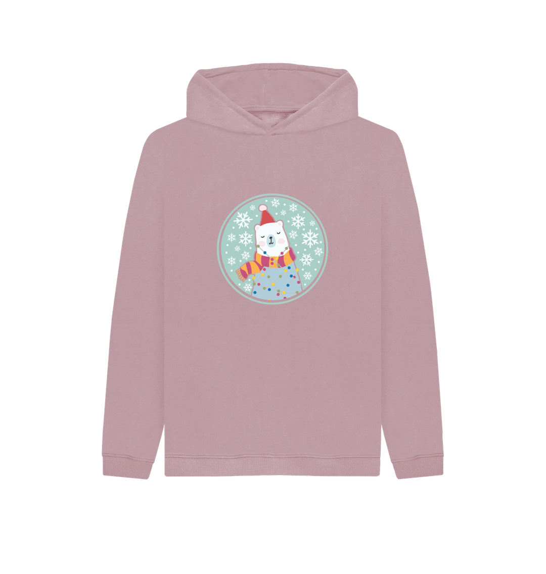 Pink hoodie with polar bear design