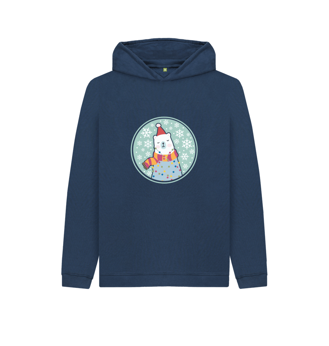 Navy blue hoodie with polar bear design