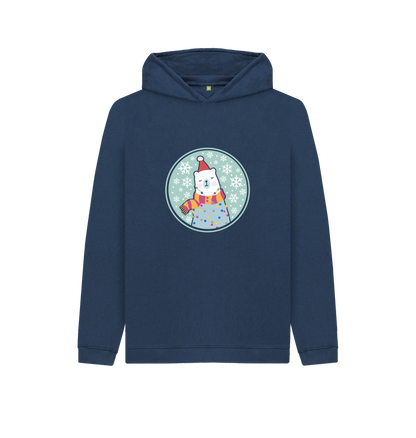 Navy blue hoodie with polar bear design