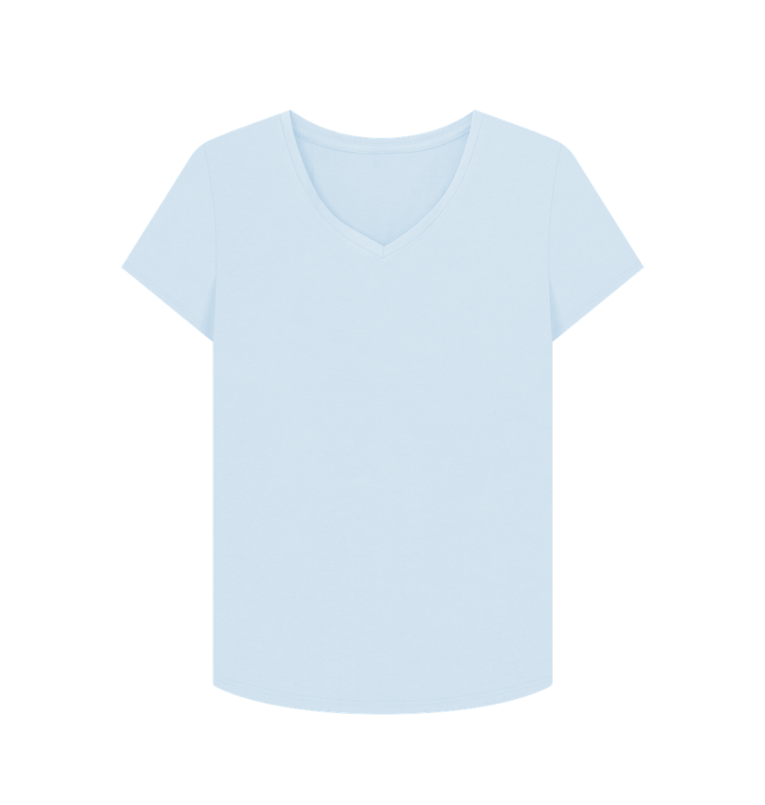 Sky Blue Plain Women's V-Neck T-shirt